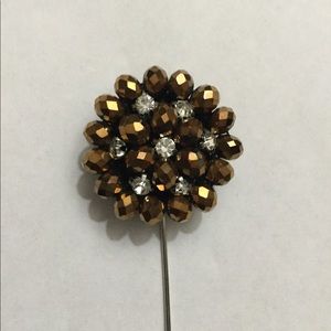 Beaded and rhinestone Lapel/Hat pin 3.5”